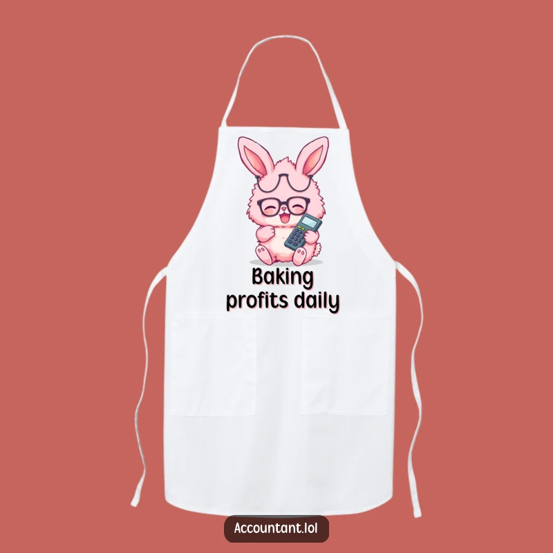 Funny Bunny Accountant Apron - Cute Pink Rabbit Kitchen Accessory, Hilarious Cooking Gift