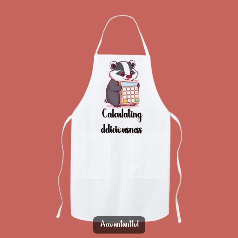 Funny Badger Accounting Apron: Determined Badger Cooking with Numbers