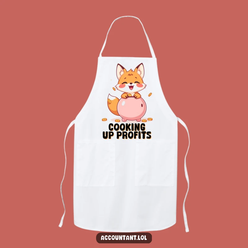 Funny Fox Piggy Bank Apron: Cheerful Chef - Kitchen Gift!
