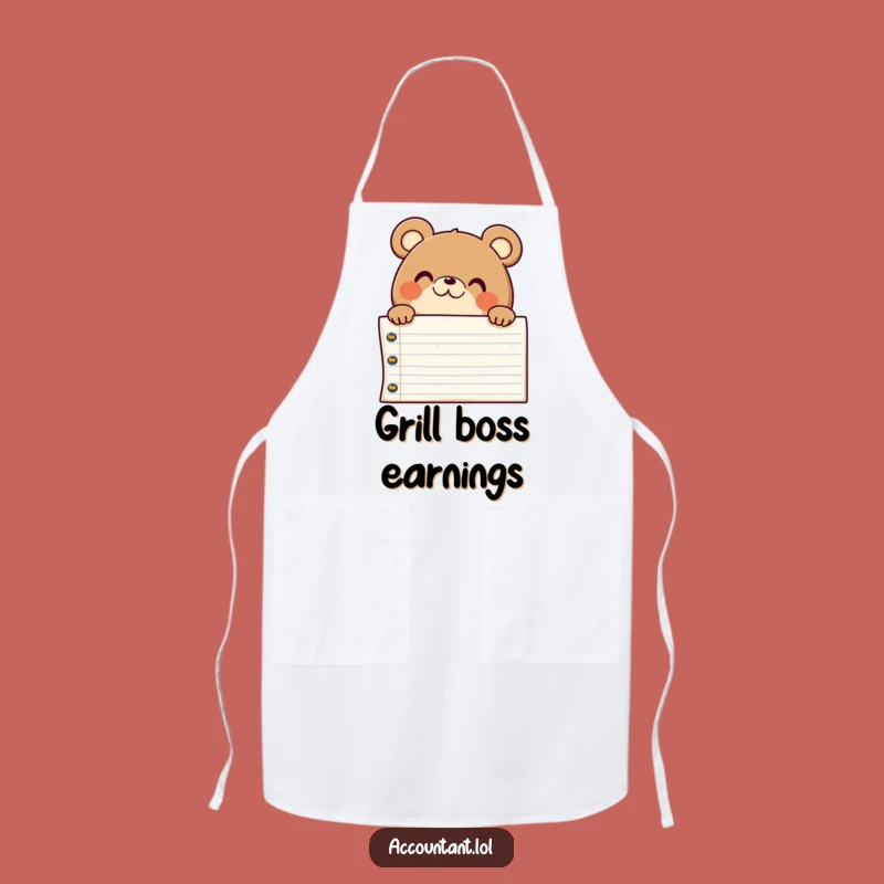 Funny Chubby Bear Accountant Apron: Kitchen Ledger Surprise Chef Gift