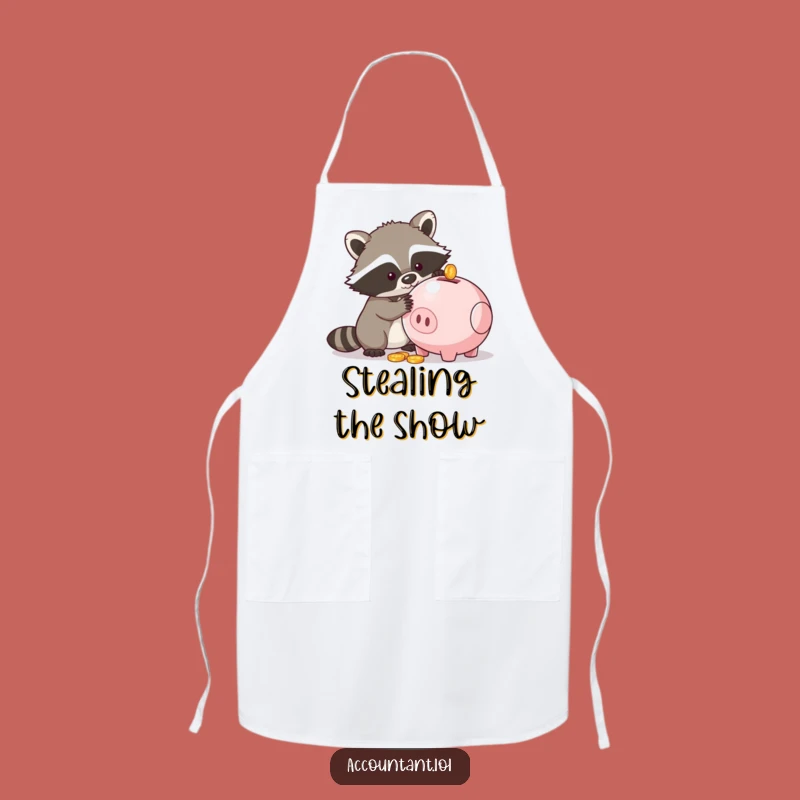Funny Raccoon Piggy Bank Apron - Cook Up Some Mischief!