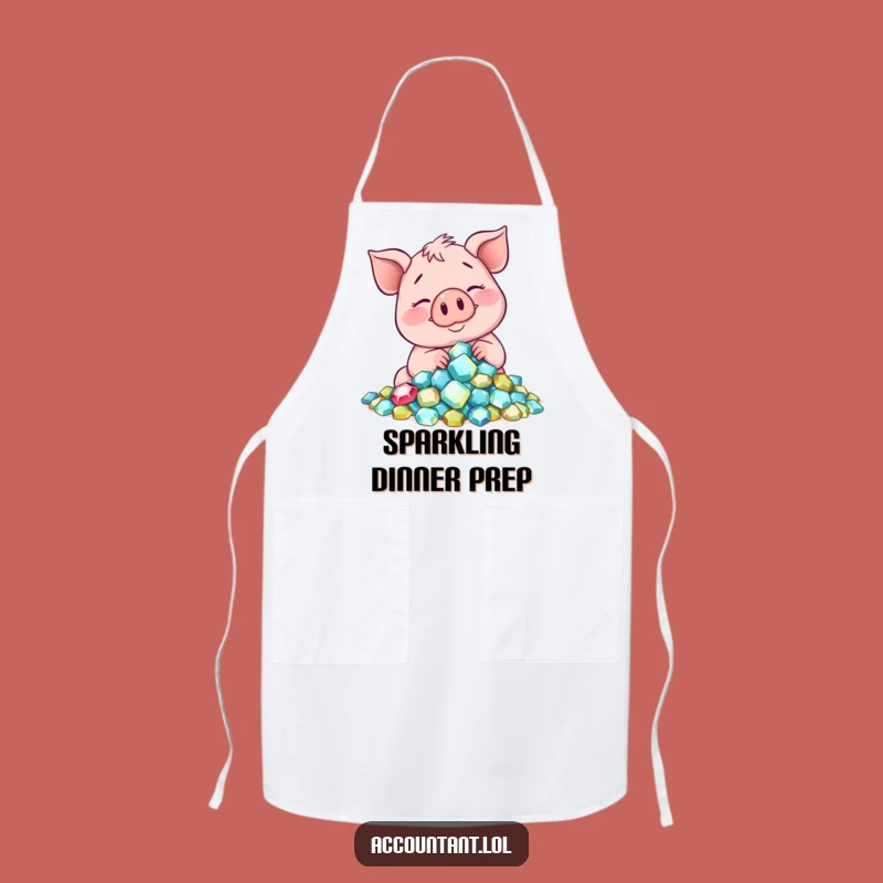 Funny Smiling Pig Gem Apron: Cook with Opulent Flair