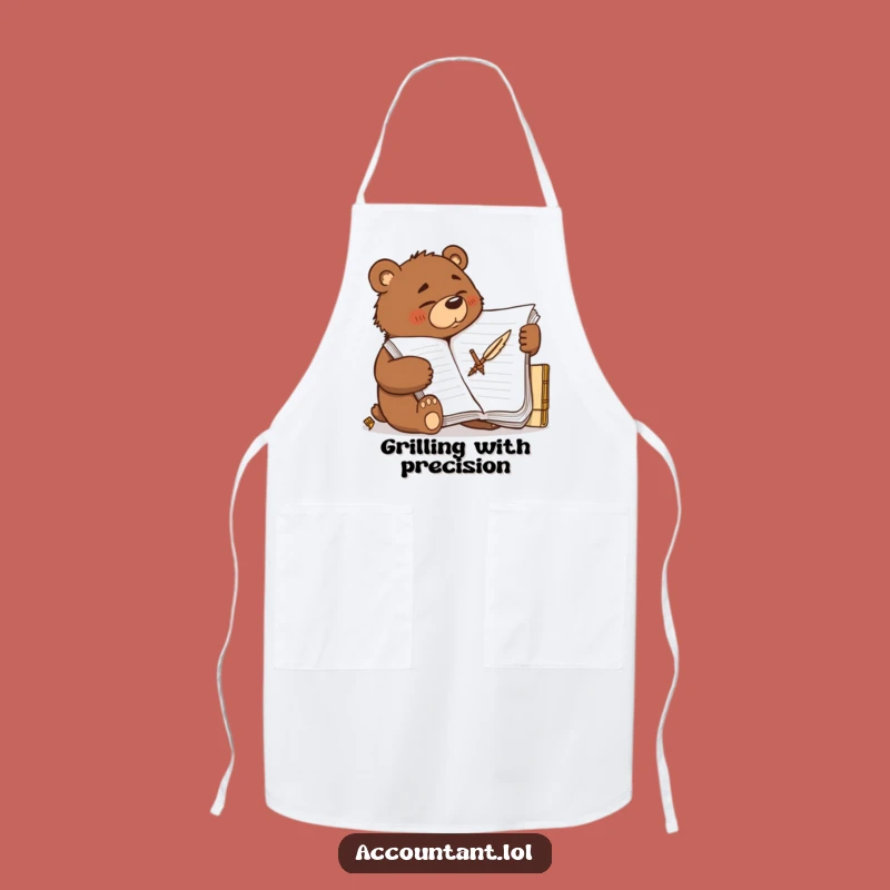 Funny Bear Accountant Apron - Determined Brown Bear Kitchen Accessory, Hilarious Cooking Gift