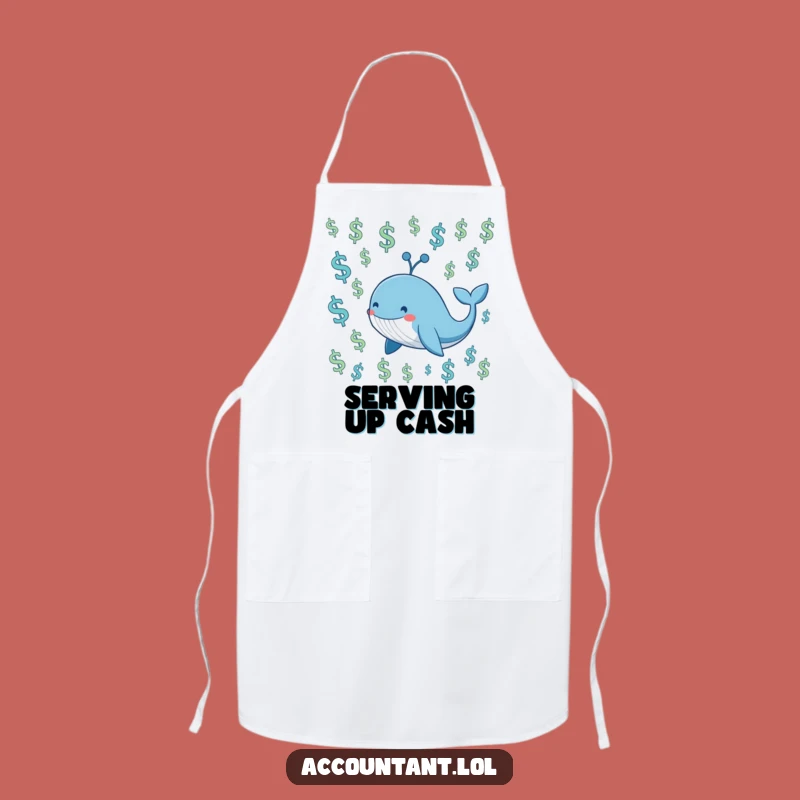 Funny Whale Investor Apron - Smiling Blue Whale Kitchen Accessory, Hilarious Cooking Gift