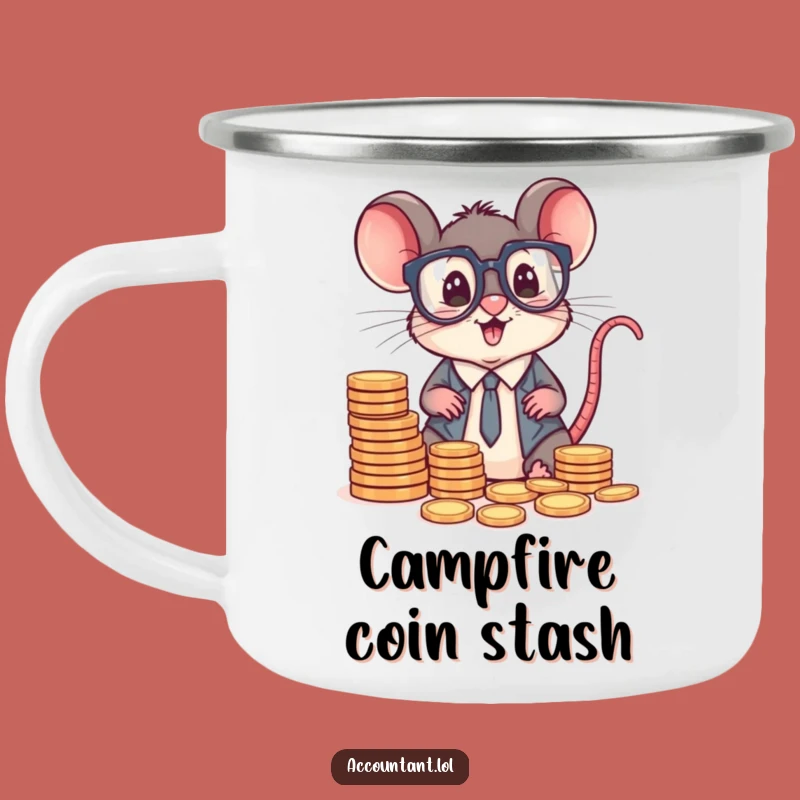 Funny Mouse Accountant Camping Mug: Durable Coin Sorting Business Cup