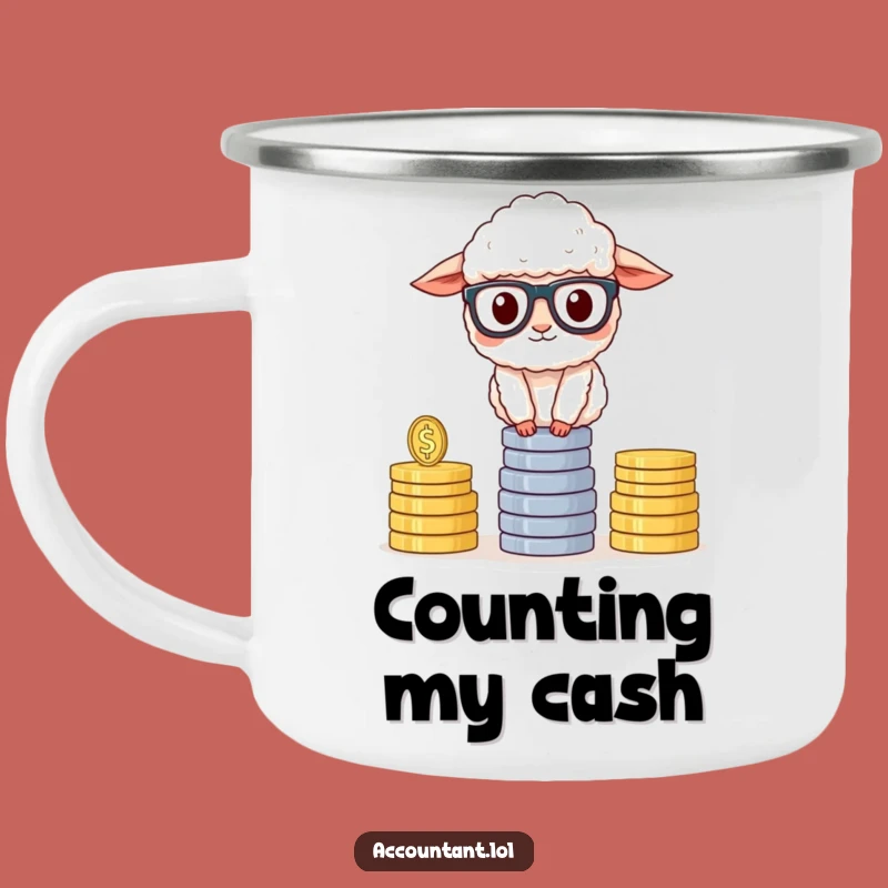Funny Sheep Accountant Camping Mug: Rugged Financial Humor for Outdoor Adventures