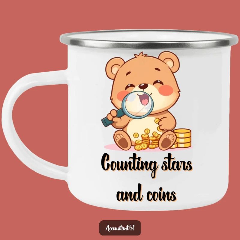 Funny Bear Cub Coin Counting Camping Mug: Hilarious Outdoor Gear for Treasure Hunters