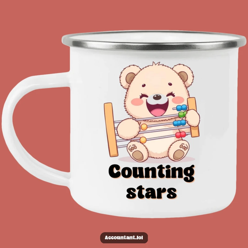 Funny Bear Cub Abacus Camping Mug: Adventure & Counting, Perfect Outdoor Gift