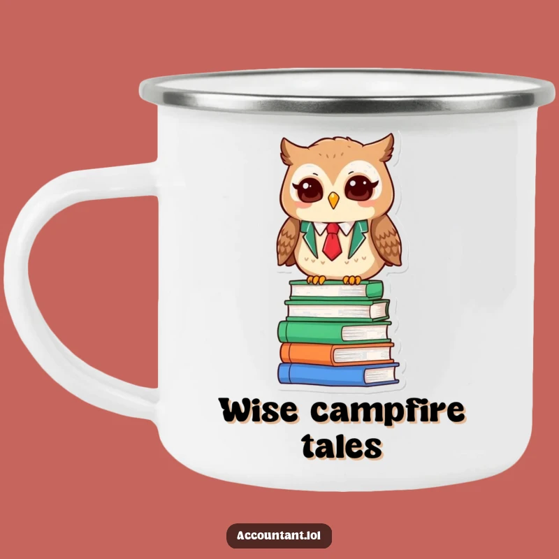 Durable Owl Accountant Camping Mug - Funny Wise Book Camp Gift