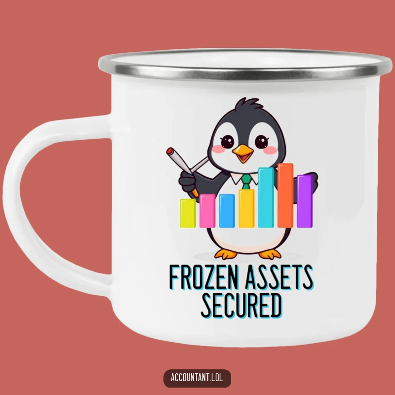 Durable Penguin Accountant Camping Mug - Funny Flipper Graph Camp Gift