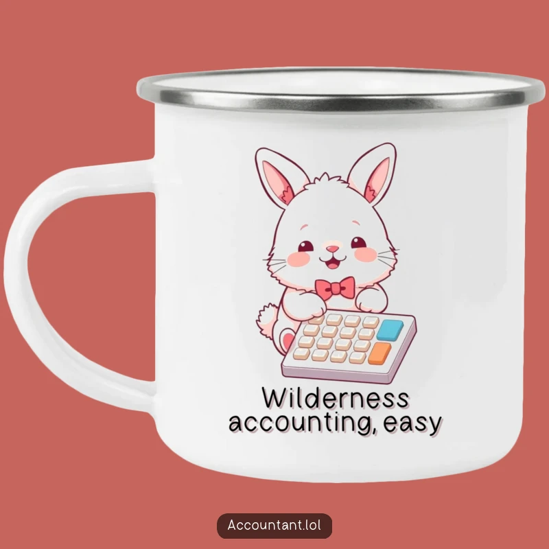 Funny Bunny Accountant Camping Mug: Durable Fluffy Calculator Cup, Perfect Gift
