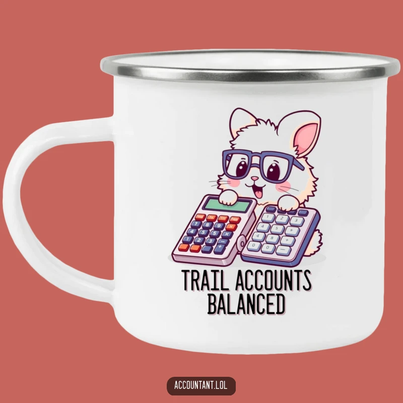 Funny Bunny Accountant Camping Mug - Durable Glasses Rabbit Stamping Calculator Cup