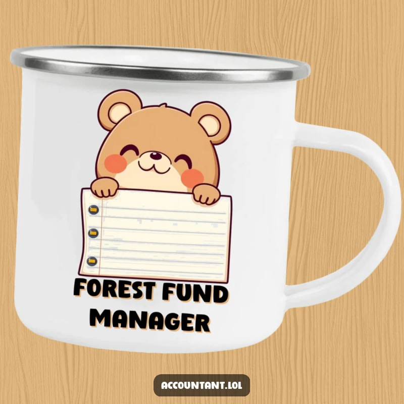 Funny chubby bear with a big grin peeking over a ledger, a sturdy, humorous mug.
