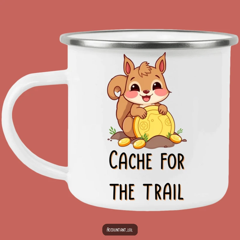 Funny Delighted Squirrel Coin Camping Mug: Adventure Fuelled by Joy