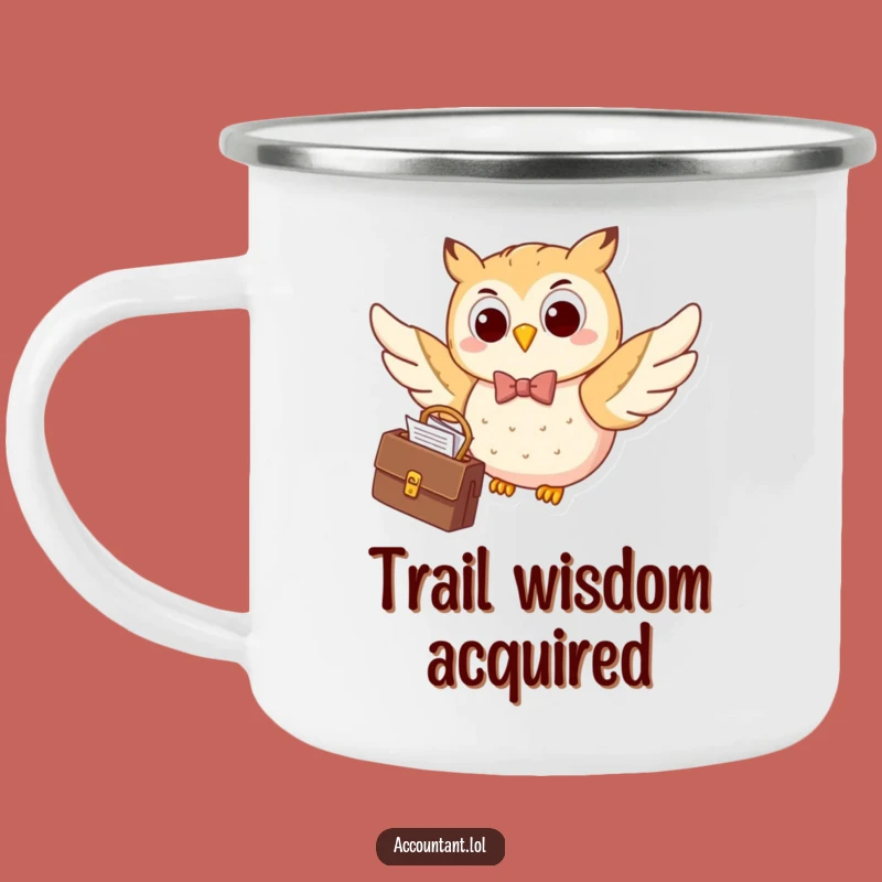 Funny Happy Owl Bow Tie Camping Mug: Adventure with Class
