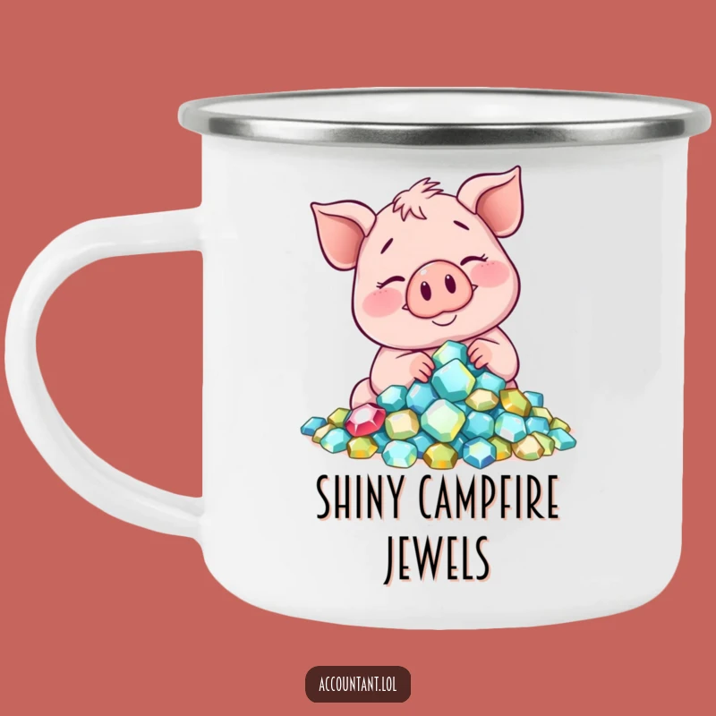 Funny Smiling Pig Gem Camping Mug: Adventure with Richness