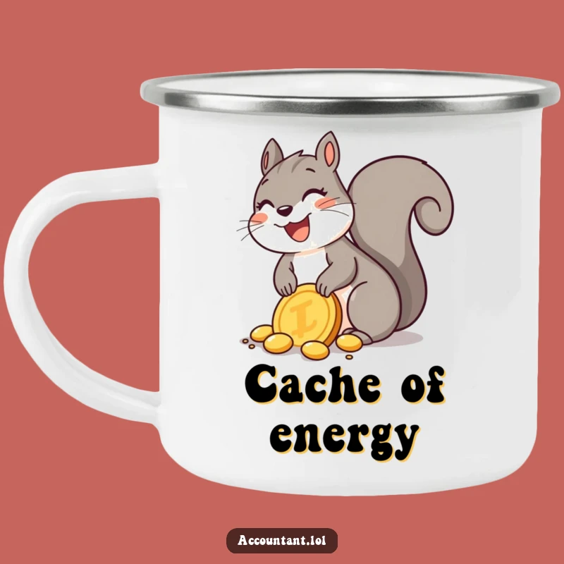 Funny Squirrel Adventure Mug: Sip Joyfully with This Golden Coin Collector