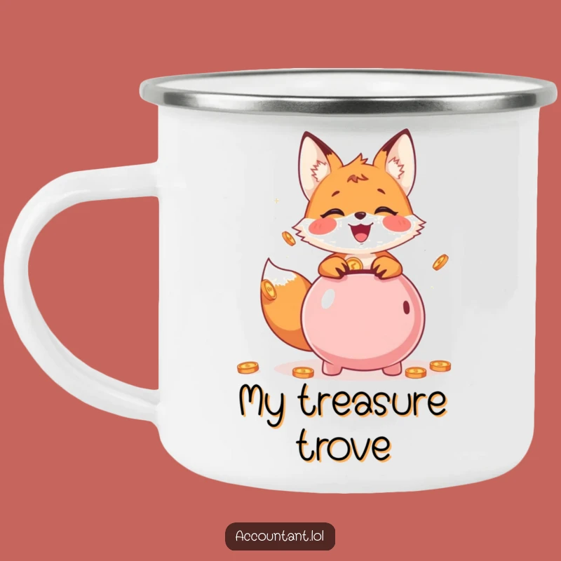 Funny Fox Piggy Bank Camping Mug: Outdoorsy Saver - Gift!