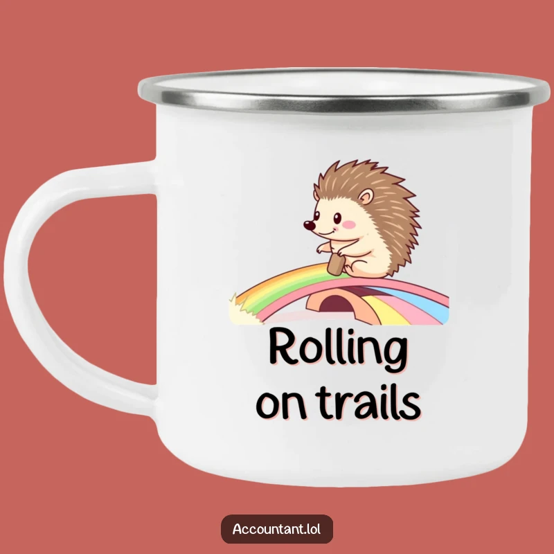 Funny Hedgehog Ledger Camping Mug: Adventure & Records, Perfect Outdoor Gift