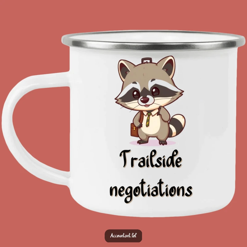 Funny Raccoon Briefcase Camping Mug: Adventure & Business Gift!