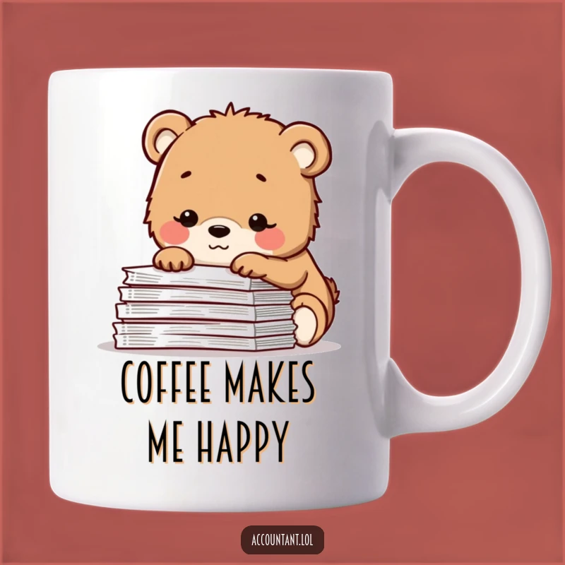 Funny Bear Cub Mug: Happy Spreadsheet Viewer, Perfect Relaxed Office Gift