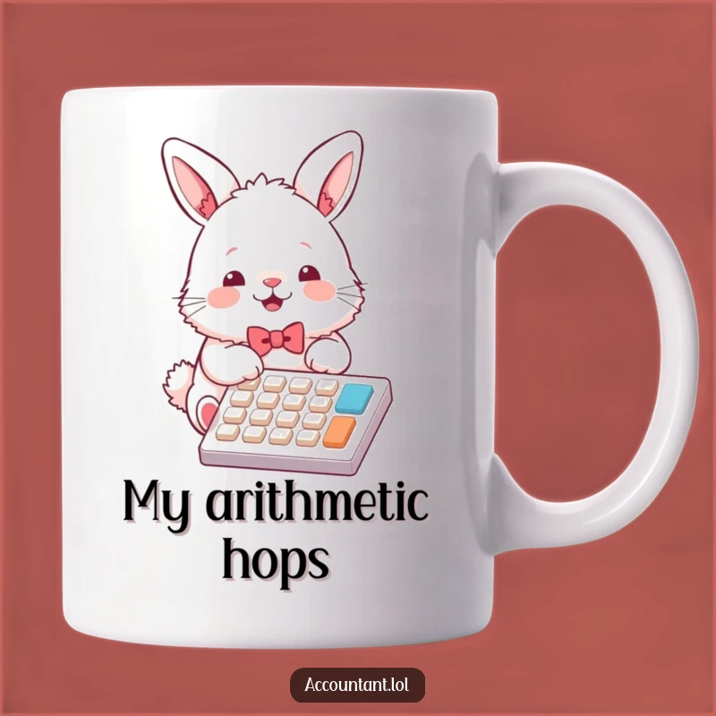 Funny Bunny Accountant Mug: Adorable Fluffy Calculator Hero, Perfect Gift