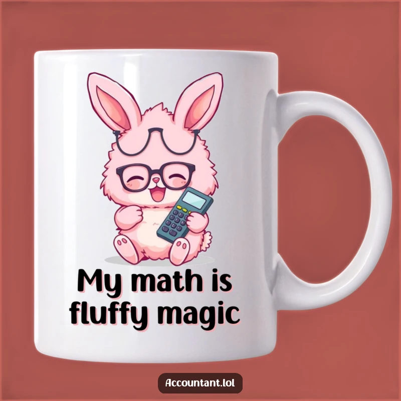Funny Bunny Accountant Mug - Adorable Pink Rabbit with Glasses, Perfect Gift for Finance Fans