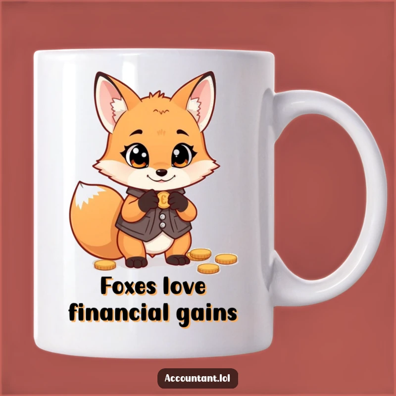 Funny Fox Money Mug: Mischievous Vest Fox Counting Coins, Perfect Gift