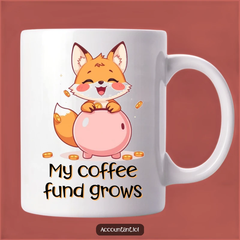 Funny Fox Piggy Bank Mug: Cheerful Saver - Hilarious Gift Idea!