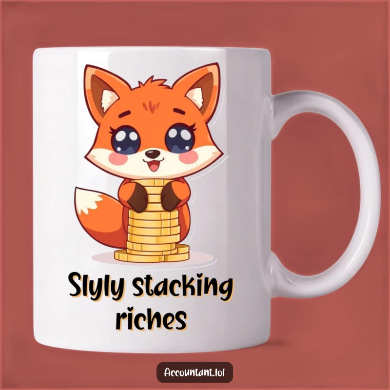 Funny Fox Tycoon Mug - Giddy Red Fox Stacking Coins, Perfect Gift for Entrepreneurs