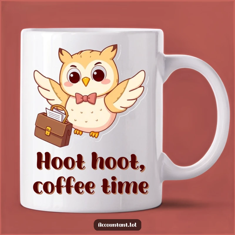 Funny Happy Owl Bow Tie Mug: Whimsical Business Humor Gift