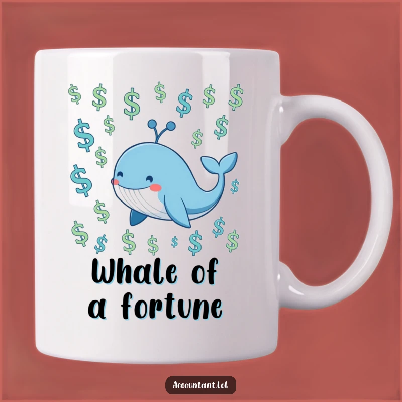 Funny Whale Investor Mug - Smiling Blue Whale with Dollars, Perfect Gift for Big Spenders
