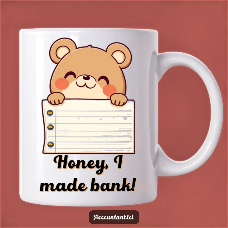 Funny Chubby Bear Accountant Mug: Surprised Ledger Humor Gift