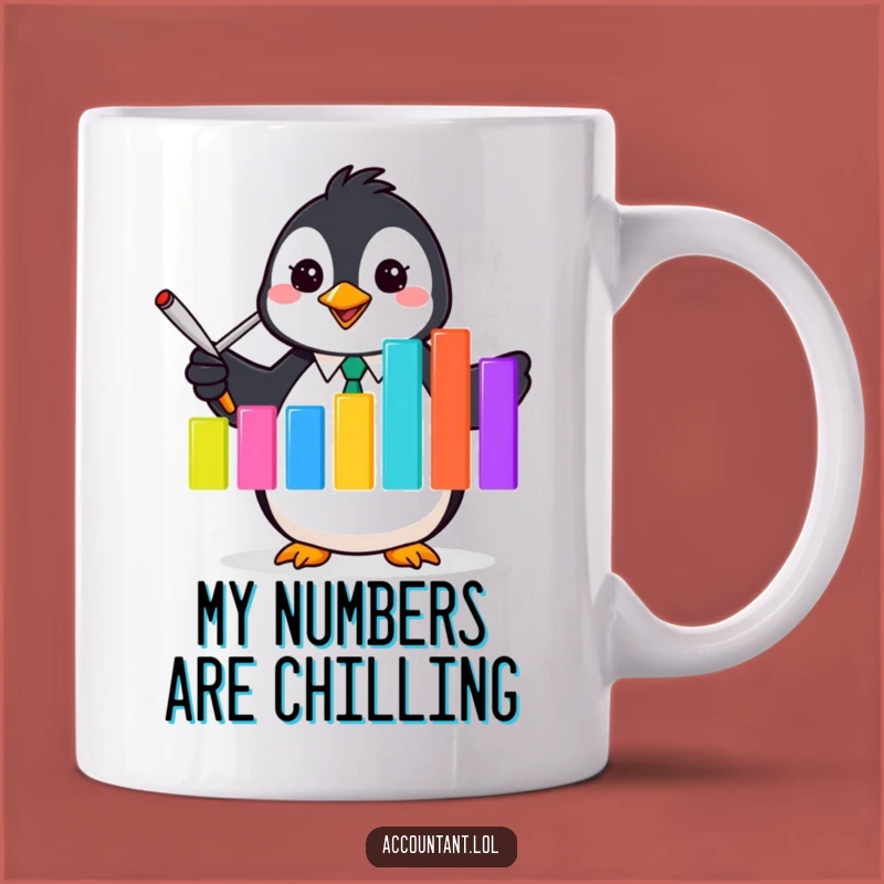 Funny Penguin Accountant Mug - Enthusiastic Flipper Graph Presentation Perfect Gift