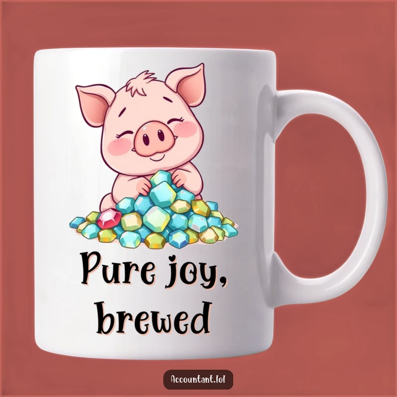 Funny Smiling Pig Gem Mug: A Wealth of Contented Humor