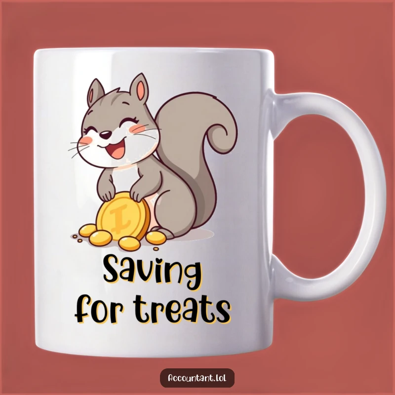 Funny Squirrel Treasure Mug: Joyful Squirrel Hoarding Golden Coin Delight