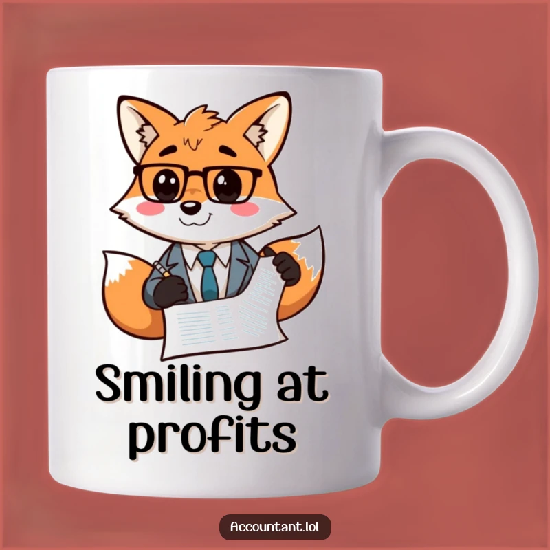 Funny Fox Accountant Mug - Grinning Smiley Balance Sheet Perfect Gift