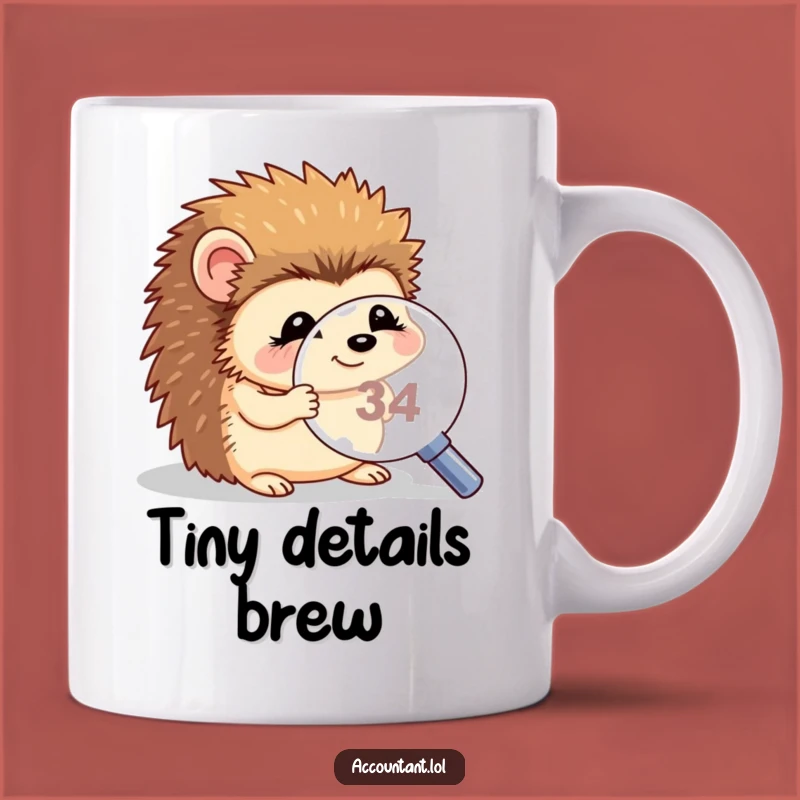 Funny Hedgehog Magnifying Mug - Giggling Critter Tiny Number Gift