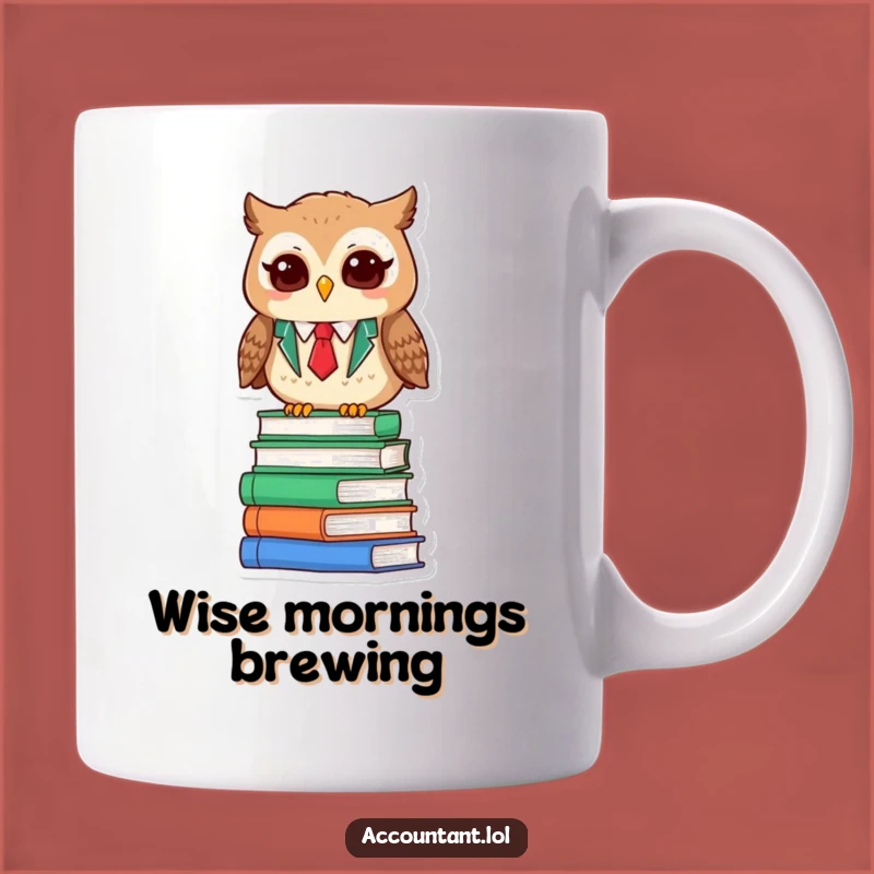 Funny Owl Accountant Mug - Wise Book Pile Satisfaction Perfect Gift