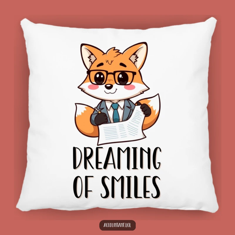 Cozy Fox Accountant Pillow - Funny Smiley Balance Accent Cushion Gift