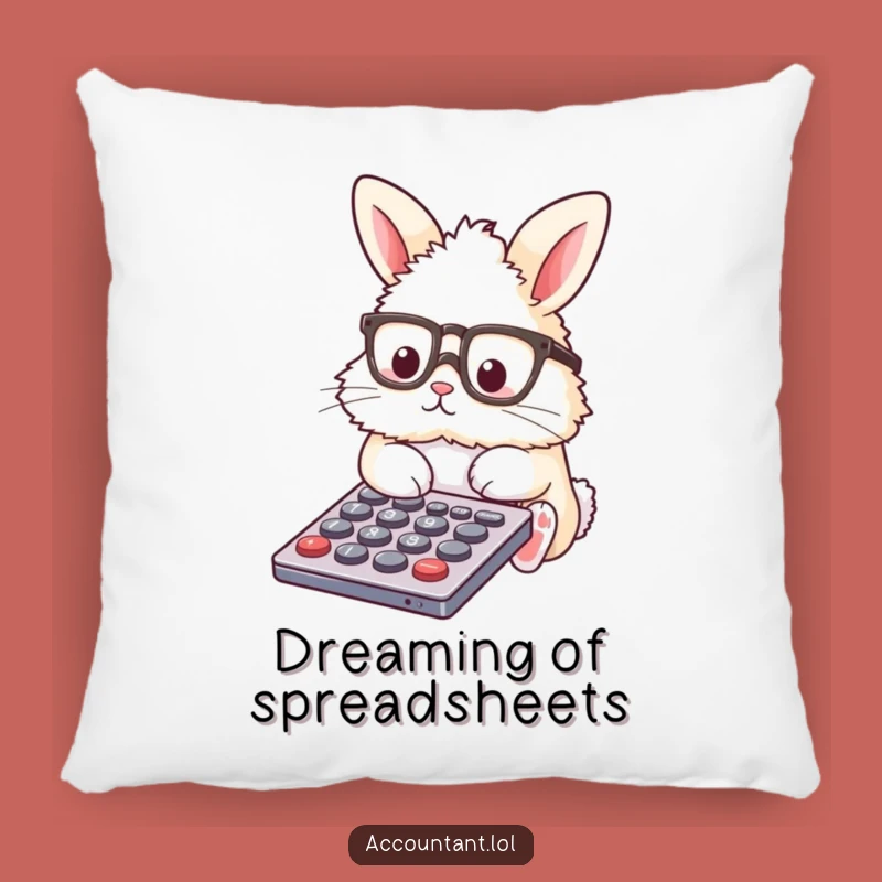Funny Bunny Accountant Pillow: Cozy Calculator Expert - Comfy Gift!