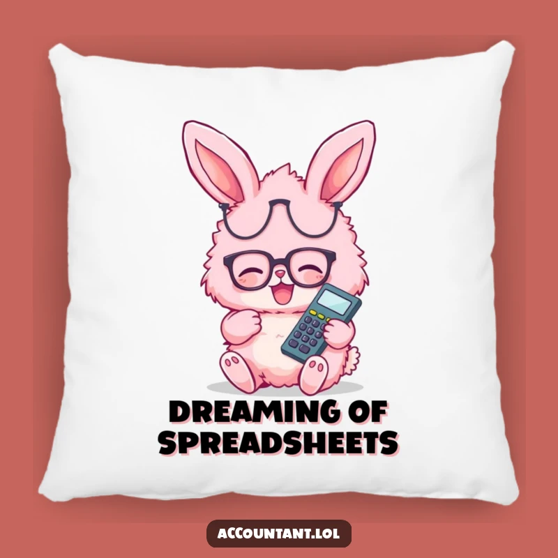 Funny Bunny Accountant Pillow - Soft Pink Rabbit Cushion, Cozy and Hilarious Home Decor Gift