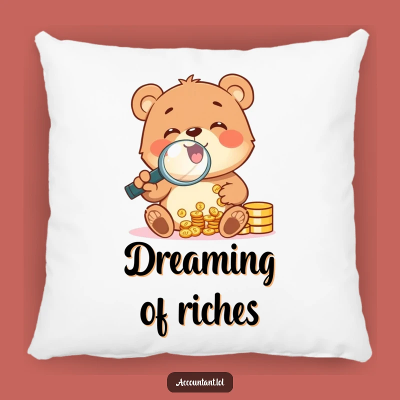 Funny Bear Cub Coin Counting Pillow: Hilarious Accent Pillow for Cozy Financial Dreams