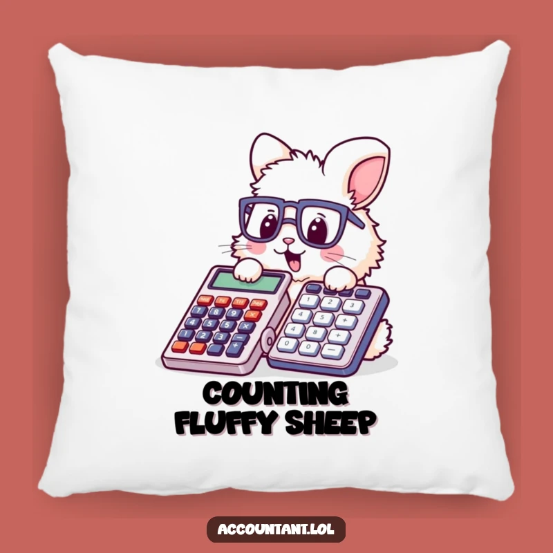 Funny Bunny Accountant Pillow - Soft Glasses Rabbit Stamping Calculator Cushion