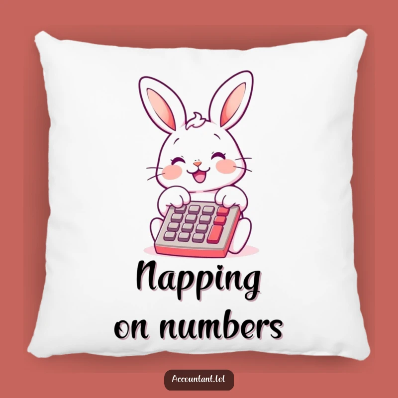 Funny Bunny Bookkeeper Pillow: Cozy Calculator Humor Cushion for Cheerful Decor