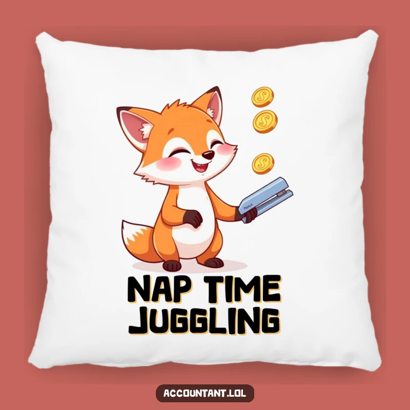 Funny Fox Juggling Pillow: Hilarious Accent Pillow for Cozy Multi-Taskers