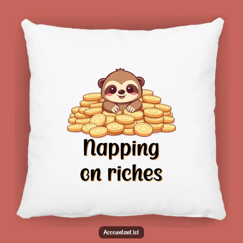 Funny Sloth Pillow: Coin Mountain Comfort - Plush & Hilarious Decor, Great Funny Gift