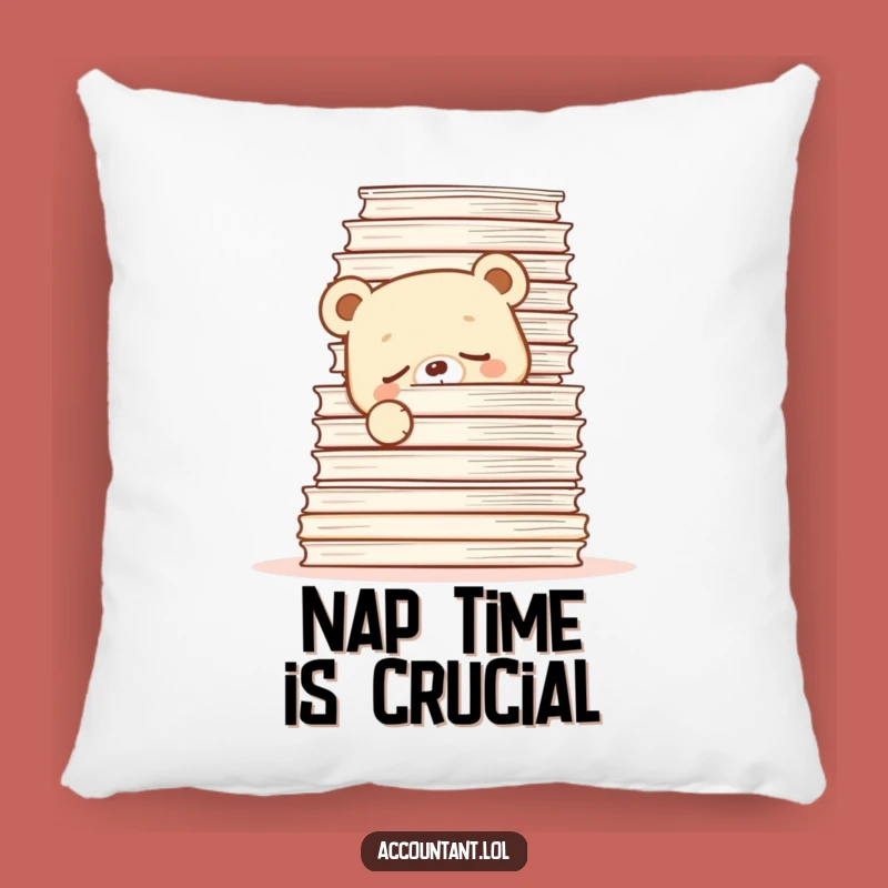 Funny Sleepy Bear Papers Pillow: Cub Comfort - Cozy Gift!