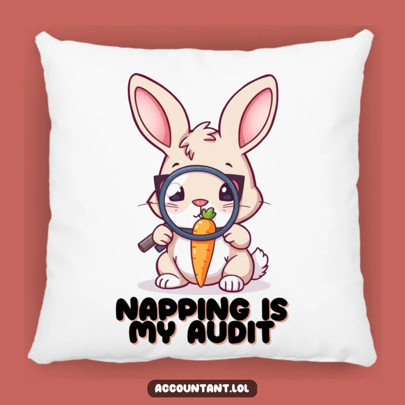 Cozy Bunny Auditor Pillow - Funny Carrot Inspection Accent Cushion Gift