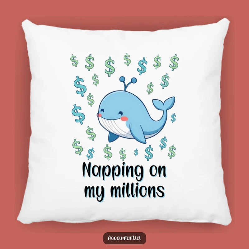 Funny Whale Investor Pillow - Soft Blue Whale Cushion, Cozy and Hilarious Home Decor Gift